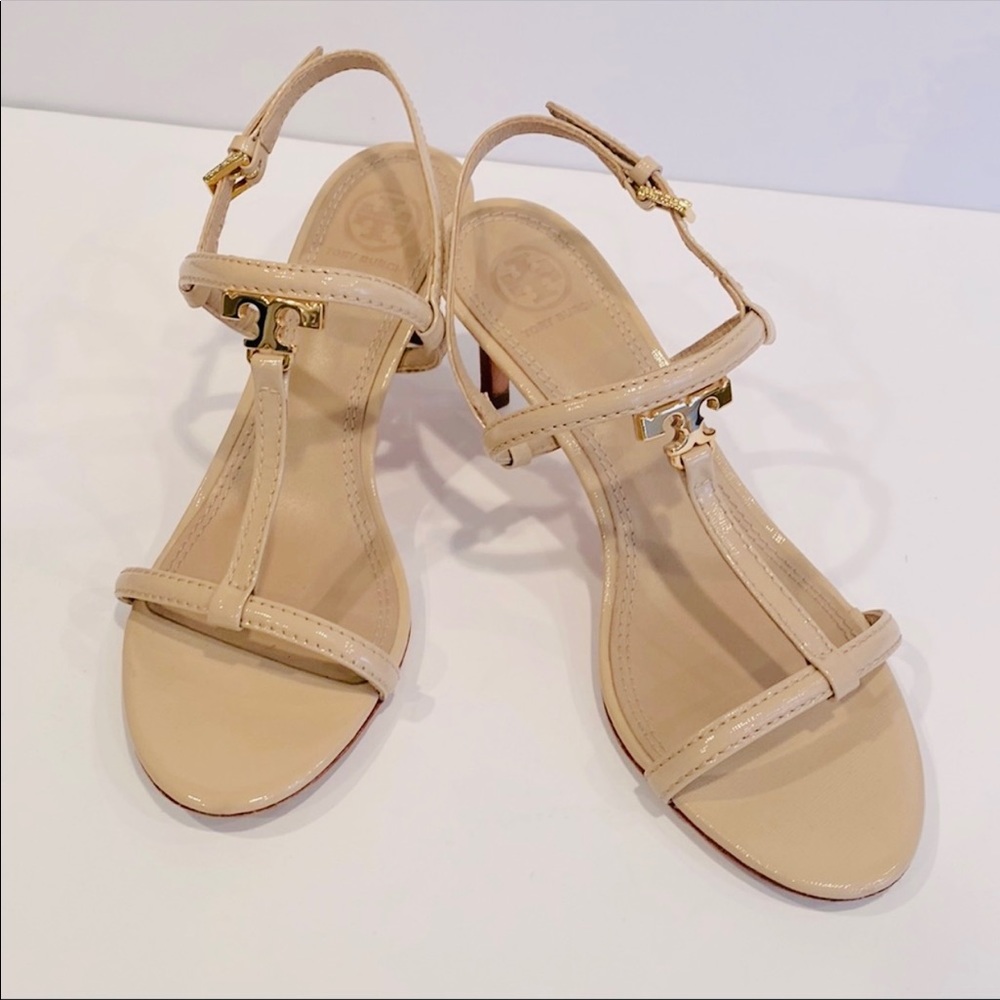 Tory Burch T- Strap Patent Nude Steffiano Sandals